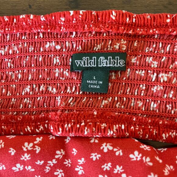 Wild Fable Red & White Floral Spaghetti Straps & Wide Leg Jumpsuit Size Large - Picture 7 of 8